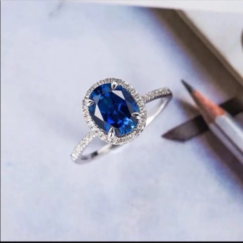 S925 Stamped Blue Sapphire Ring